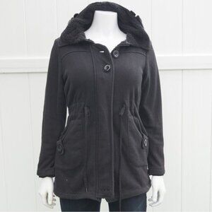 Black Zip Hoodie with Faux Fur Size S